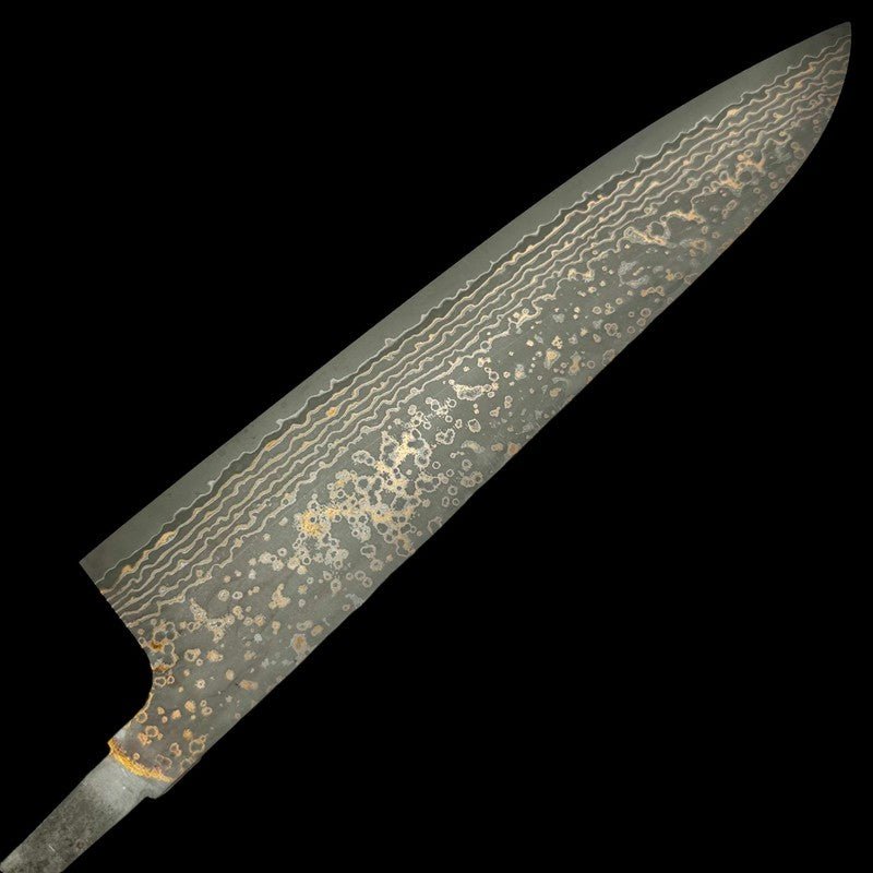 Takeshi Saji VG-10 Gold Damascus Gyuto 240mm No Handle - Tokushu Knife