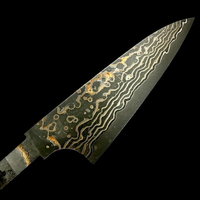 Takeshi Saji VG-10 Gold Damascus Petty 90mm No Handle - Tokushu Knife