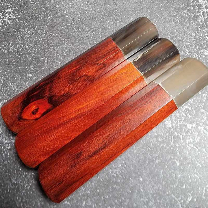 Tokushu Knife Horn Ferrule with Ivory Coast Premium Rosewood Size Medium Tokushu Knife.
