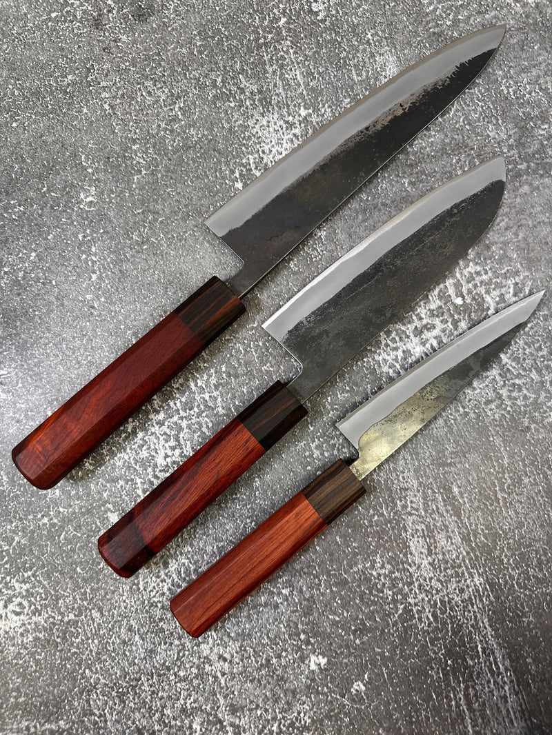 Tokushu Rosewood Series 3-Piece Knife Set - Gyuto, Santoku, and Petty - The Ultimate Japanese Kitchen Trio - Tokushu Knife